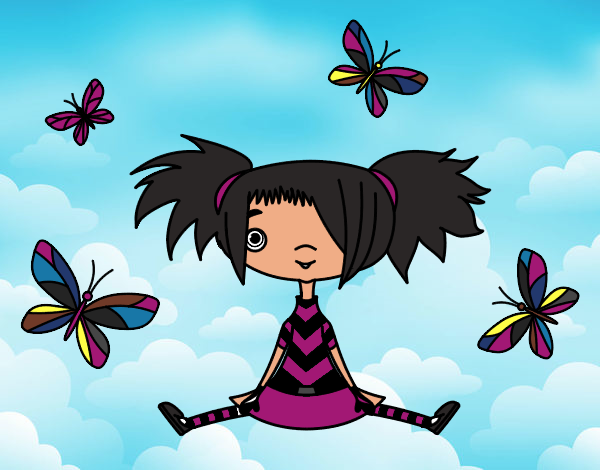 Niña con mariposas