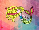 Dibujo Sirena flotando pintado por valenferra