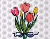 Dibujo Tulipanes con lazo pintado por blanca