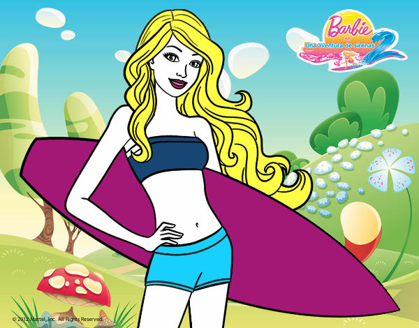 Barbie con tabla de surf