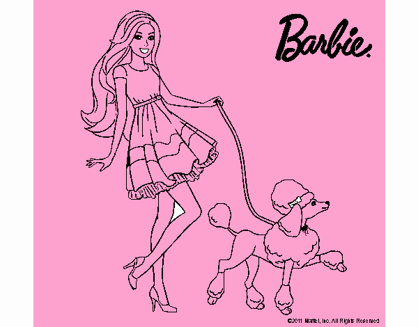 Barbie paseando a su mascota