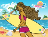 Dibujo Barbie surfera pintado por queyla