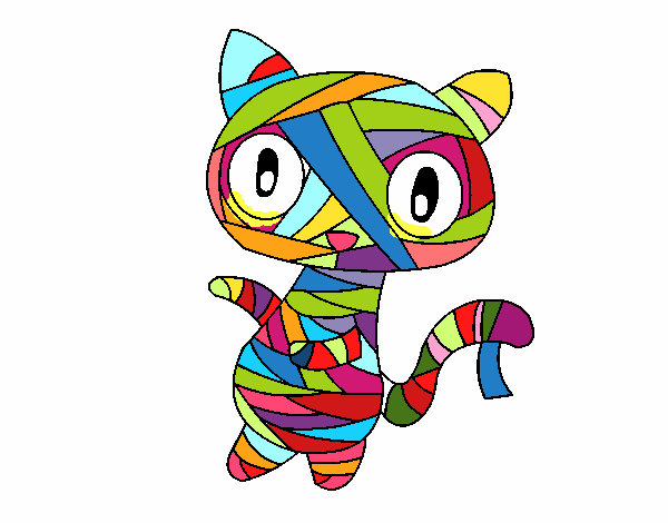 el gato-momia colorido