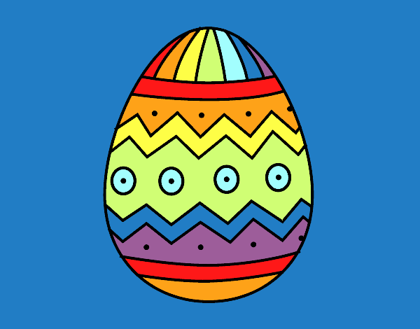 Dibujo Huevo de Pascua con estampados pintado por ojodehorus