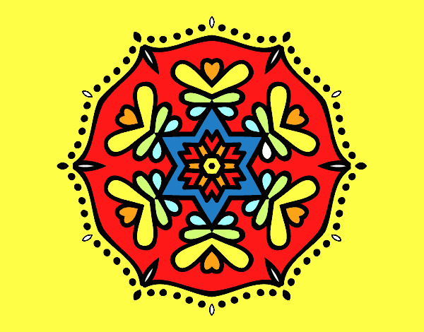 Dibujo Mandala simétrica pintado por ojodehorus