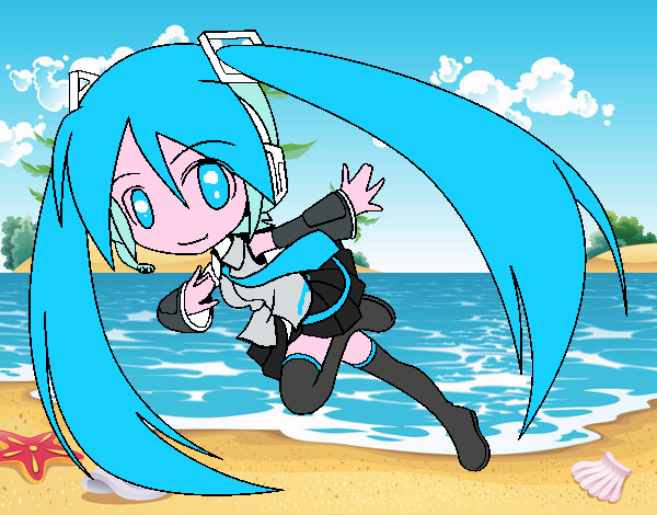 miku en la playa