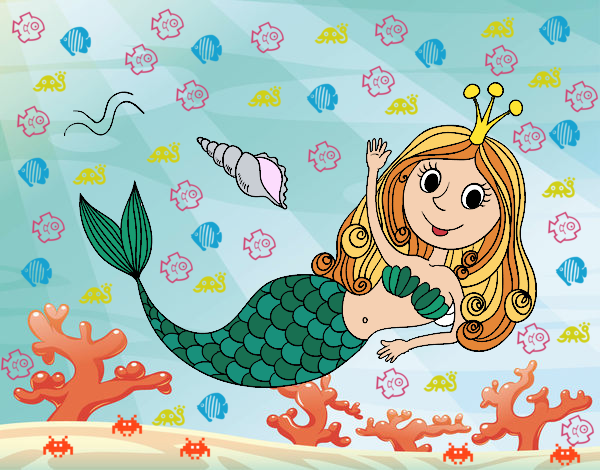 Dibujo Sirena saludando pintado por Lovecat