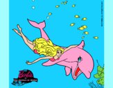 Dibujo Barbie y delfín pintado por luisanick