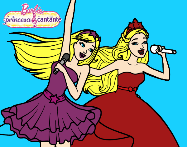 Barbie y la princesa cantando