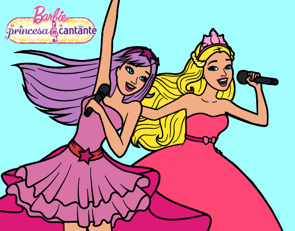 Barbie y la princesa cantando