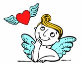 Cupido y corazón con alas