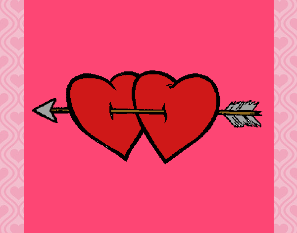 Dibujo Dos corazones con una flecha pintado por Scarlaa