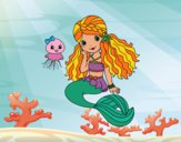 Dibujo Sirena y medusa pintado por queyla