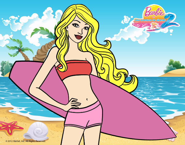 Barbie con tabla de surf