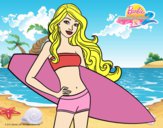 Barbie con tabla de surf