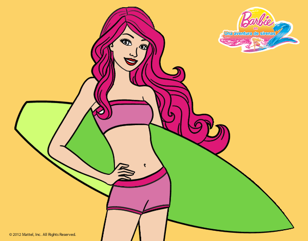 Barbie con tabla de surf