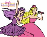 Dibujo Barbie y la princesa cantando pintado por tilditus