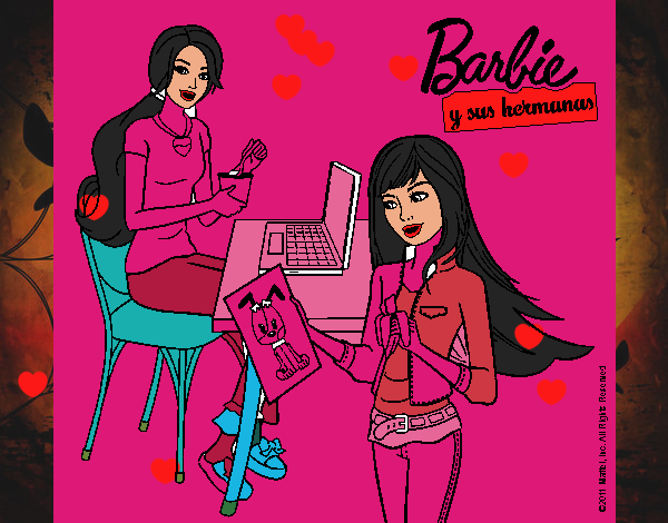 Barbie y su hermana merendando