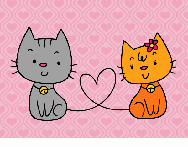 Dibujo Gatos enamorados pintado por Scarlaa