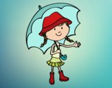 Dibujo Niña con paraguas pintado por queyla