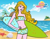 Barbie con tabla de surf