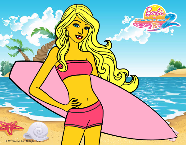 Barbie con tabla de surf