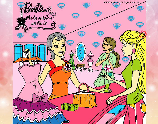 Barbie en una tienda de ropa