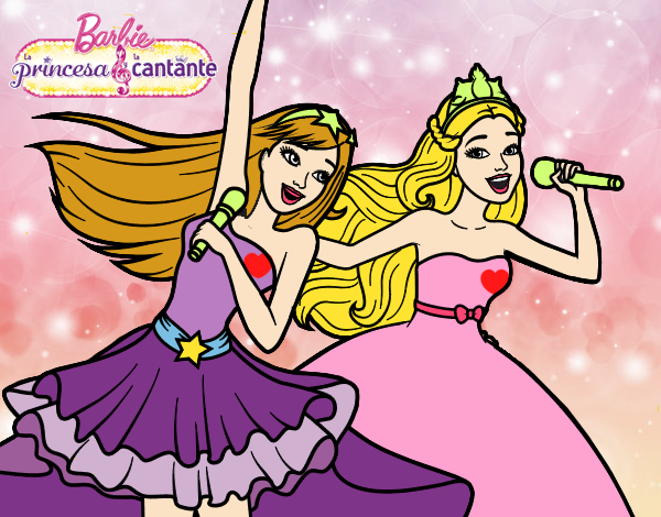 Barbie y la princesa cantando