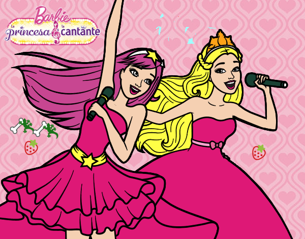 Barbie y la princesa cantando