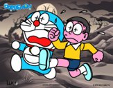 Doraemon y Nobita corriendo