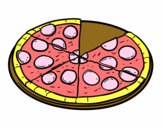 Dibujo Pizza de pepperoni pintado por melanu