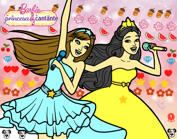 Barbie y la princesa cantando