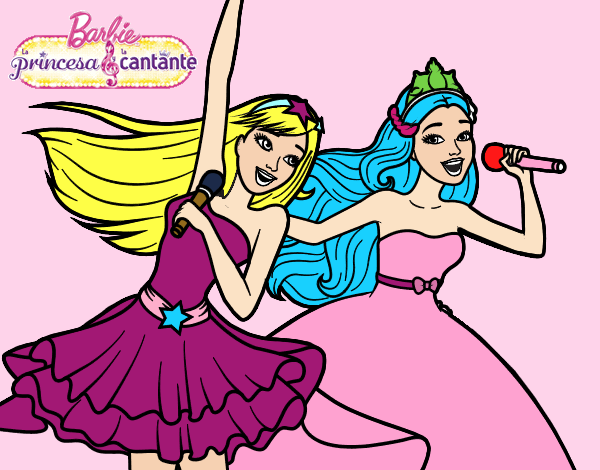 Barbie y la princesa cantando