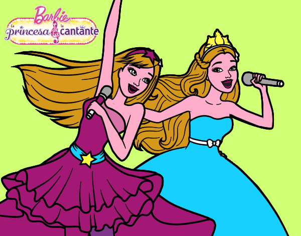 Barbie y la princesa cantando