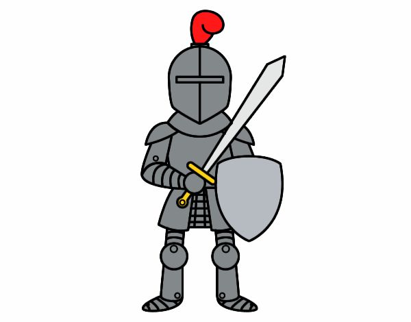 Dibujo Caballero con espada y escudo pintado por Valepxndx