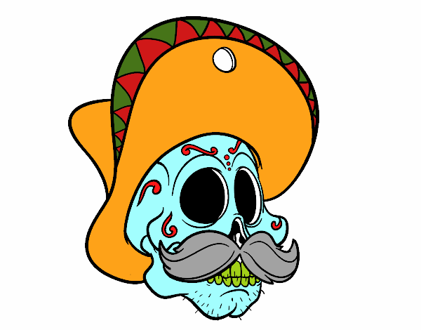 Calavera mejicana con bigote