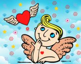 Cupido y corazón con alas