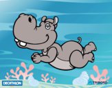 Dibujo Decathlon - Hipopótamo nadador pintado por -xavi-