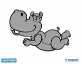 Dibujo Decathlon - Hipopótamo nadador pintado por momedia