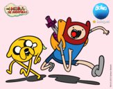 Dibujo Finn y Jake pintado por momedia