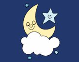 Dibujo Luna y estrellas pintado por queyla