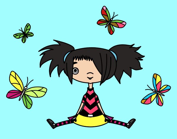 Niña con mariposas