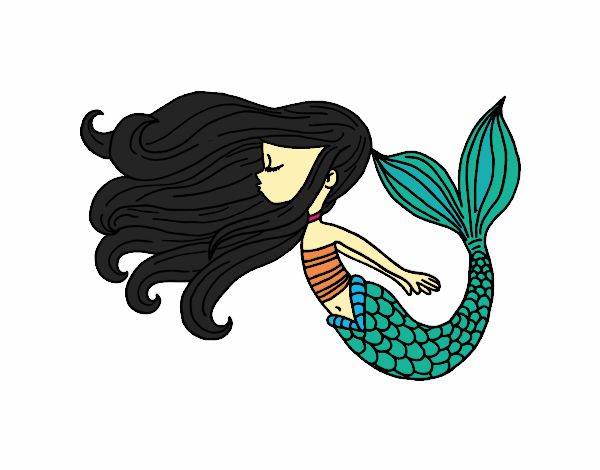 Dibujo Sirena flotando pintado por Valepxndx