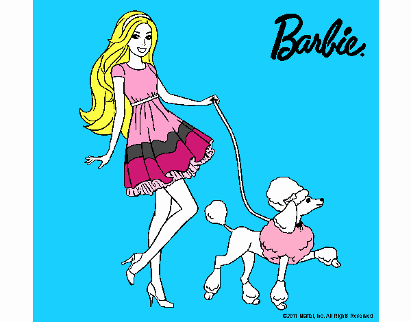 Barbie paseando a su mascota