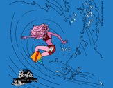 Barbie practicando surf