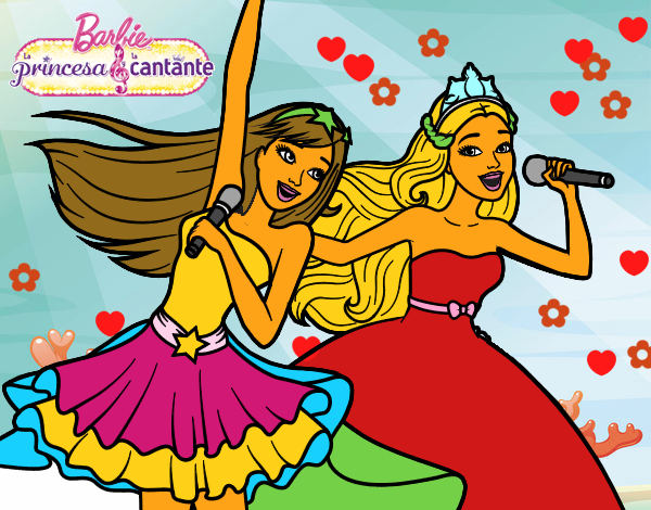 Barbie y la princesa cantando