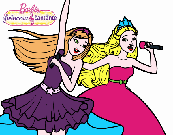 Barbie y la princesa cantando