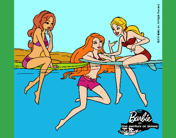 Dibujo Barbie y sus amigas pintado por LunaLunita