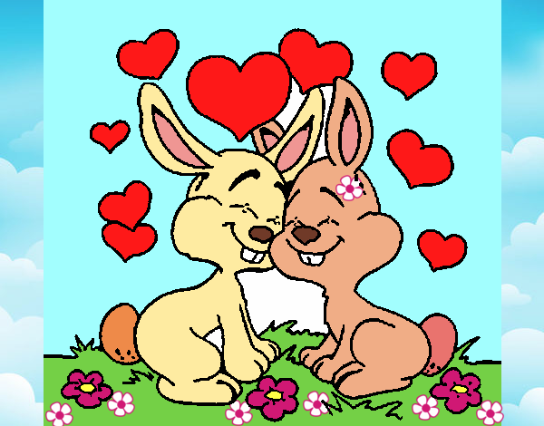 Dibujo Conejitos enamorados pintado por LunaLunita