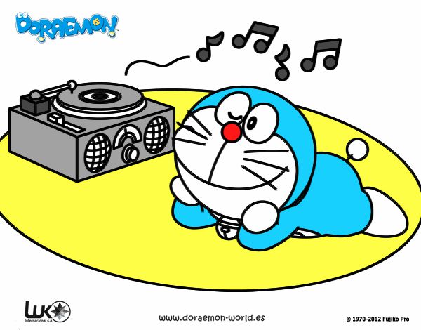 Doraemon escuchando música